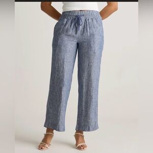 Quince European Linen Chambray Stripe Wide Leg Pants 26”